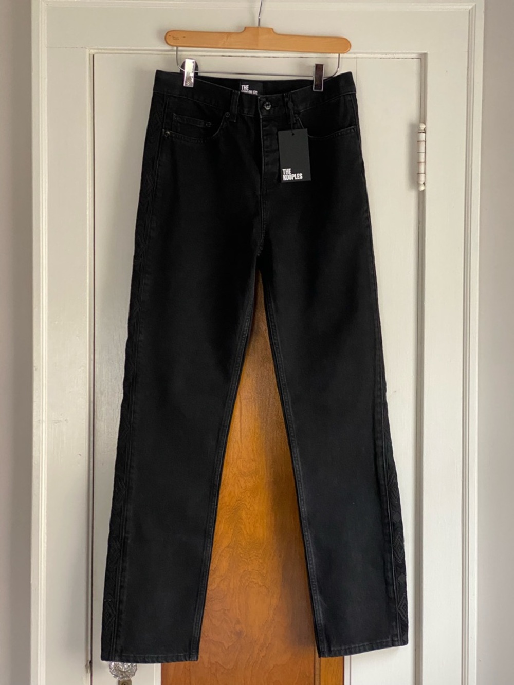 The Kooples Washed Black Jean With Embroidered Stripe